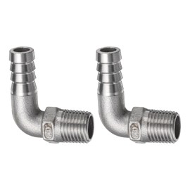 sourcing map 90 Degree Elbow Hose Barb Fitting 0.4" Barb x 1/4" NPT Male Stainless Steel Pipe Fitting Air Hose Fittings Coupler Thread Connector Adapter for Water Fuel Air