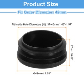 sourcing map 12 Pcs Round Plastic Plug, Black Tubing End Cap Plugs, 42mm(1.65 Inch) Furniture Leg Pipe Insert, Glide Protection for Chair, Sofa, Table, Shelf