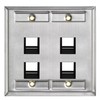 Leviton 4-Port Angled Stainless Steel QuickPort Dual Gang Wallplate with
