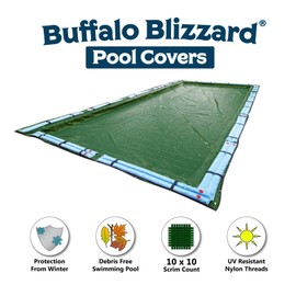 Buffalo Blizzard Supreme Winter Cover with Water Bags Kit for 16-Foot-by-24-Foot Rectangle In-Ground Swimming Pools | Green/Black | All Covers Include 5-Feet of Overlap to Measure 21-Foot-by-29-Foot