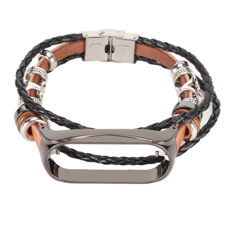 Leather Strap for Xiaomi 7 NFC Bracelet Metal Buckle Ethnic