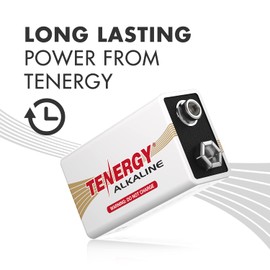 Tenergy 6LR61 9V Alkaline Battery, Non-Rechargeable Battery for Smoke Alarms, Guitar Pickups, Microphones and More, 12 Pack
