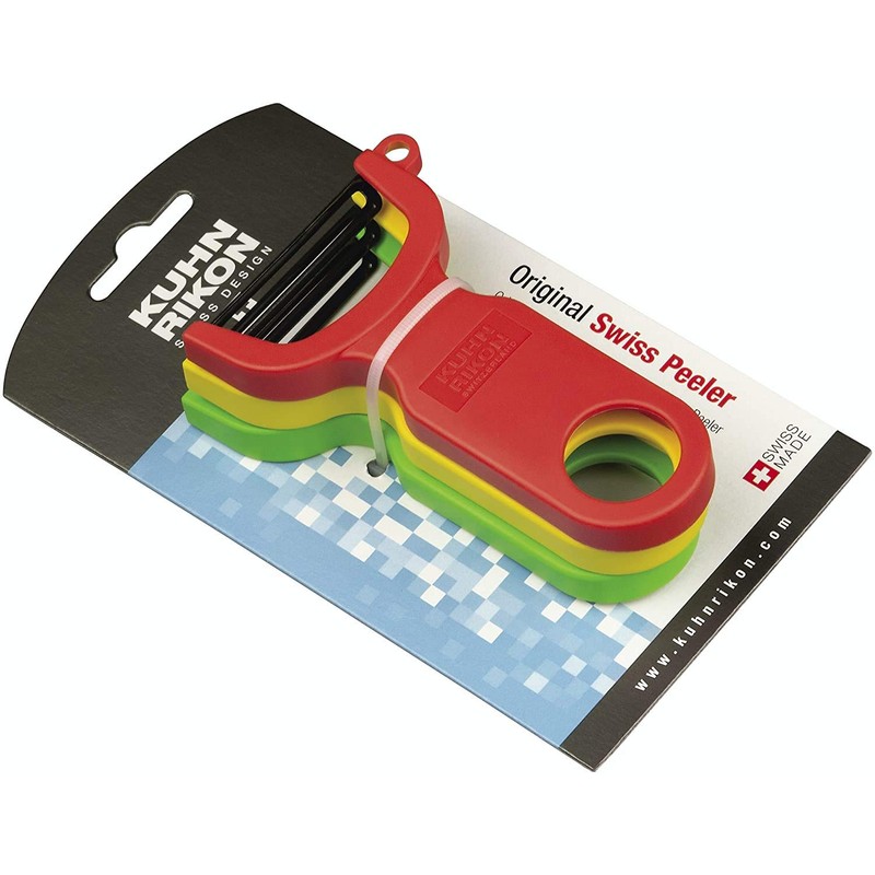 Kuhn Rikon Original Swiss Translucent Peeler Set, 4-Inch, Red/Green/Yellow