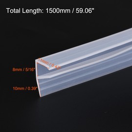 sourcing map Frameless Glass Shower Door Sweep, 59.06" Long, for 5/16"(8mm) Glass, F-Type Door Side Seal Strip