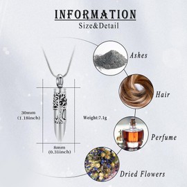 [QGJNSGC] Tree of Life Memorial Pendant, Men's Twisted Bar Urn Pendant, Hand Memorial Pendant, Urn Necklace, Removable, Stainless Steel, Commemorative Jewelry, Stainless Steel, Zircon