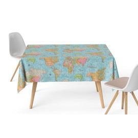 Martina Home Blue World Map Resin Tablecloth 100 x 140 cm