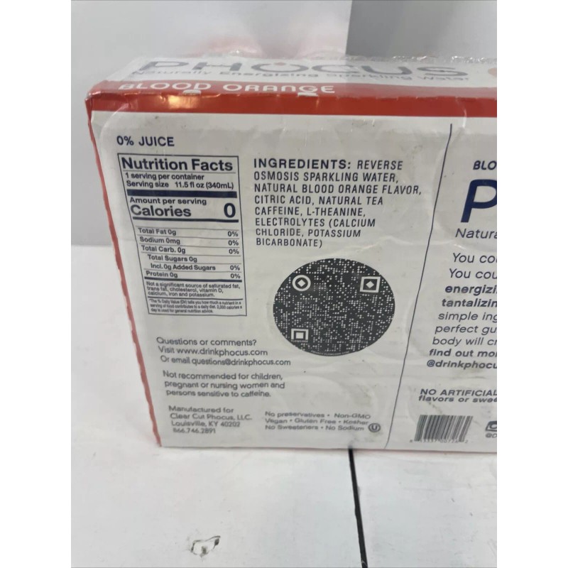 Phocus Blood Orange Caffeinated Energy Sparkling Water 11.5 fl oz