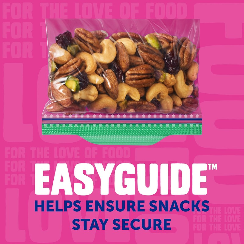 Ziploc Snack Bags with EasyGuide Texture, Small Plastic Storage Bags
