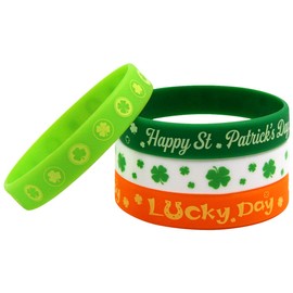 Fancy Land 36pcs St.Patrick's Day Bracelets for Kids Rubber Wristband Party Favor Supplies