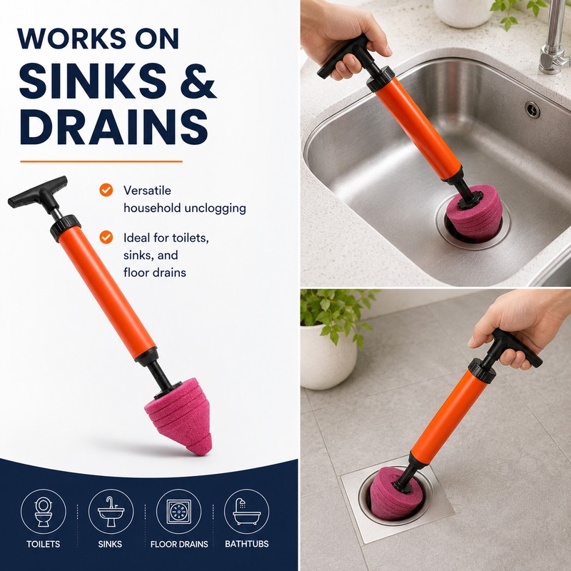High Pressure Air Plunger for Drain Cleaning – Ergonomic Toilet