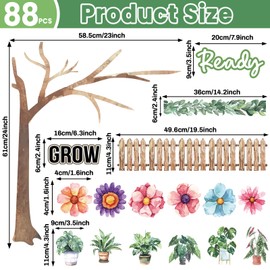 gisgfim Greenery Classroom Tree Bulletin Board Decoration Set Motivational Plant Potted Tree Classroom Wall Bulletin Decor Eucalyptus Grow Cutouts for Office Home Decor Back to School Teacher Supplies