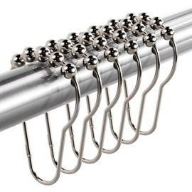 Titanker Shower Curtain Hooks Rings, Rust-Resistant Metal Shower Curtain Hooks for Bathroom Shower Rods Shower Hooks Shower Rings for Curtain - Set of 12, Nickel
