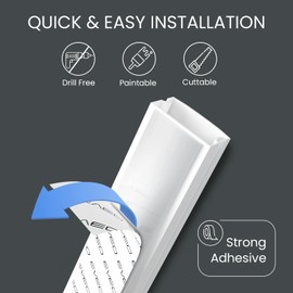 Cord Covers for Wires on Wall - 153in Cable Management Cable Hider - Cord Hiders for TV On Wall - Paintable Cable Concealer - Wire Covers for Cords - 9X (L17 x W0.95 x H0.5) - White