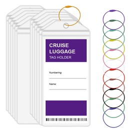 HLIWS Luggage Tags for Cruises, Suitcase Tag Pendants, Pack of 12, 8.3 x 16.8 cm, Comes with 12 Stainless Steel Colour Label Rings, for Cruises