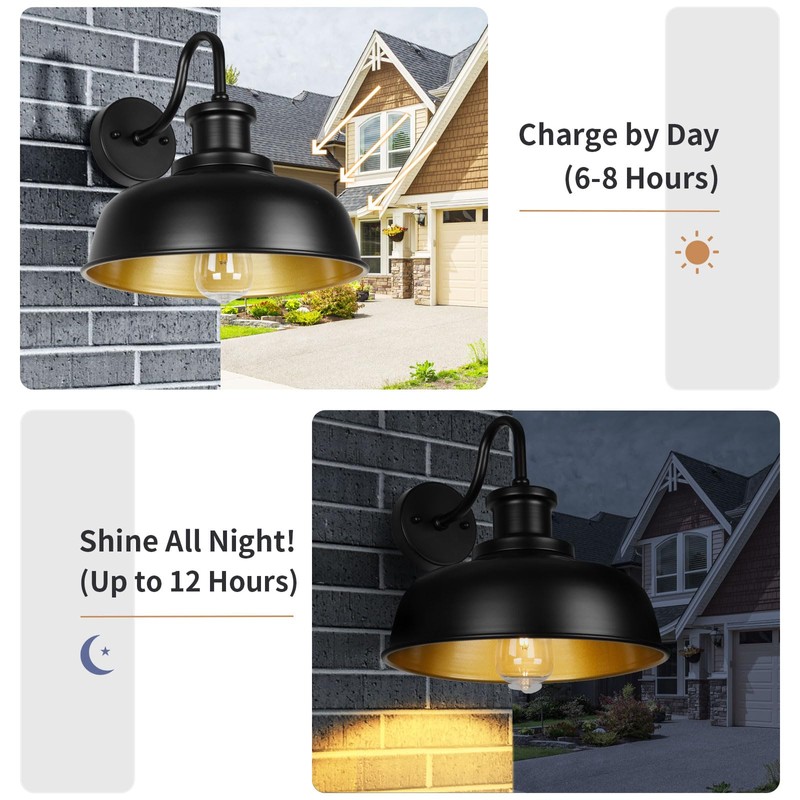 Diyel Solar Barn Light for Outside, Gooseneck Outdoor Wall Lights