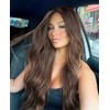 VEBONNY Dark Brown with Blonde Highlights Lace Front Wigs, Synthetic