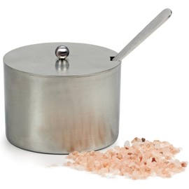 RSVP International Endurance Kitchen Collection Salt Cellar Set with Spoon, 2-Ounce, Brushed Stainless Steel