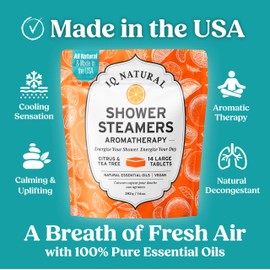 Citrus Shower Steamers Aromatherapy for Women, Citrus Shower Bombs Aromatherapy for Women, Vapor Shower Tablets Aromatherapy, Shower Scent Steamers for Cold and Flu, Organic Shower Steamer Gift Set