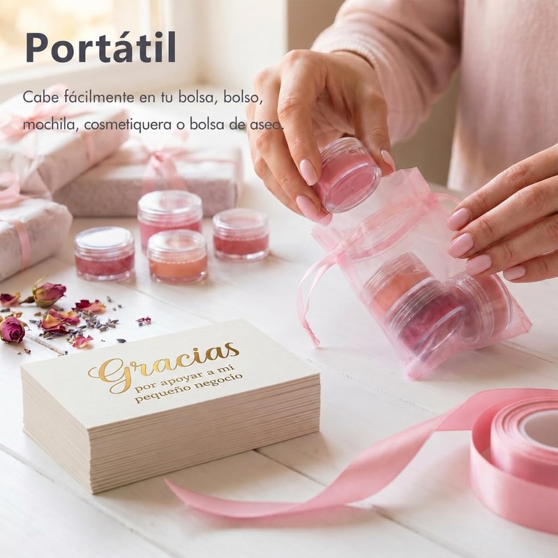 Tarros de Viaje Plástico Transparentes 100pcs, Envases Mini, Frascos y