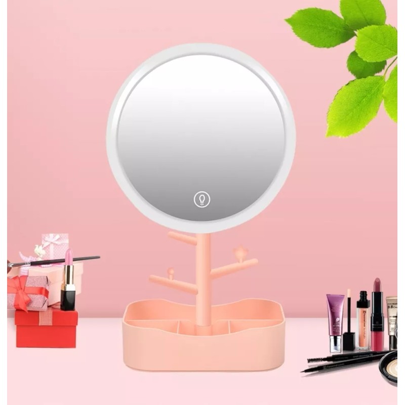Espejo Para Maquillaje Tocador Con 3 Luz Led Recargable Usb