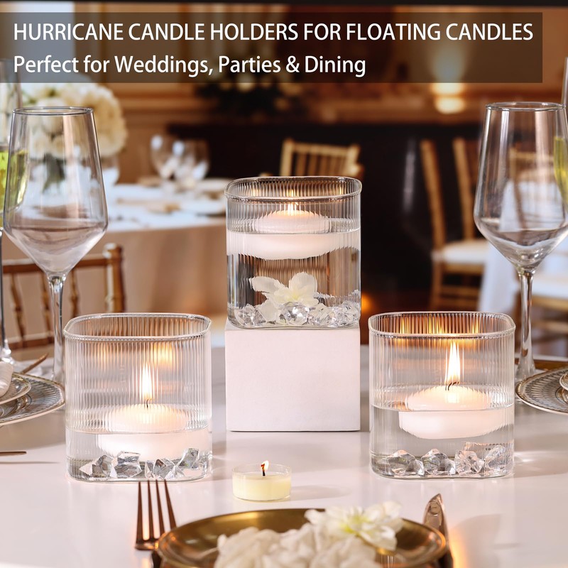 6 Pack Square Glass Vases for Centerpieces 4" x 4"