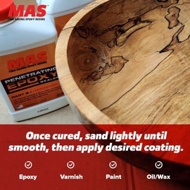 MAS Epoxies Penetrating Epoxy Resin Wood Sealer, 1.5 Quart, 2-Part (1-Quart Resin and 0.5 Pint Hardener) for Countertop, Wood Stain, Rot Repair and Restoration