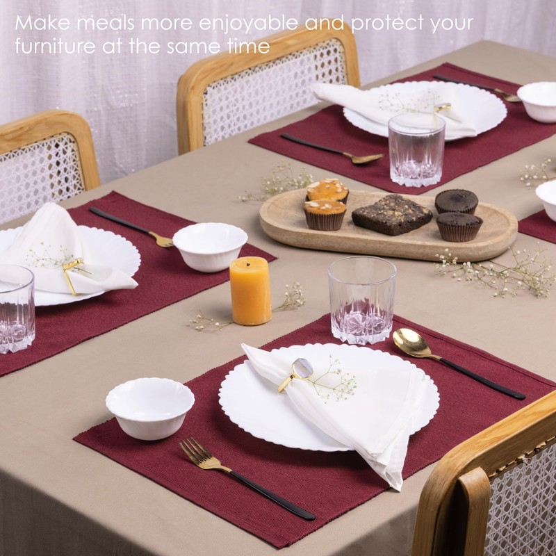 Red Place Mats Set of 4 Reversible Dinner Cloth Fine