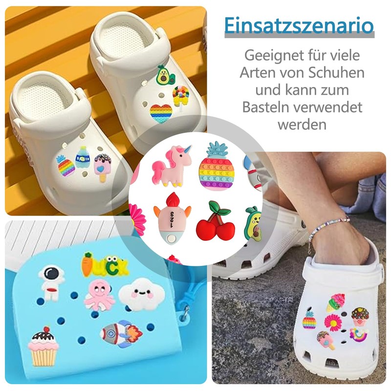 ClcIosis 30 Stück Schuh Zubehör, Anstecker Blumen Schuh Charms Stecker