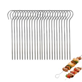 20PCS Skewers for Air Fryer, Metal Kebab Skewers for BBQ, Stainless Steel Skewer for Chicken, Kebabs and Cooking, 9 cm Metal Skewer for Outdoor Grilling and Air Fryer Use
