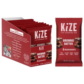 KiZE Energy Bar, Brownie Batter, 10g Protein, 8 Clean & Simple Real Food Ingredients, Almond-Butter-Based, Gluten Free, Non-GMO, Soy Free, Mission Based, High Protein Snacks (10 Count)