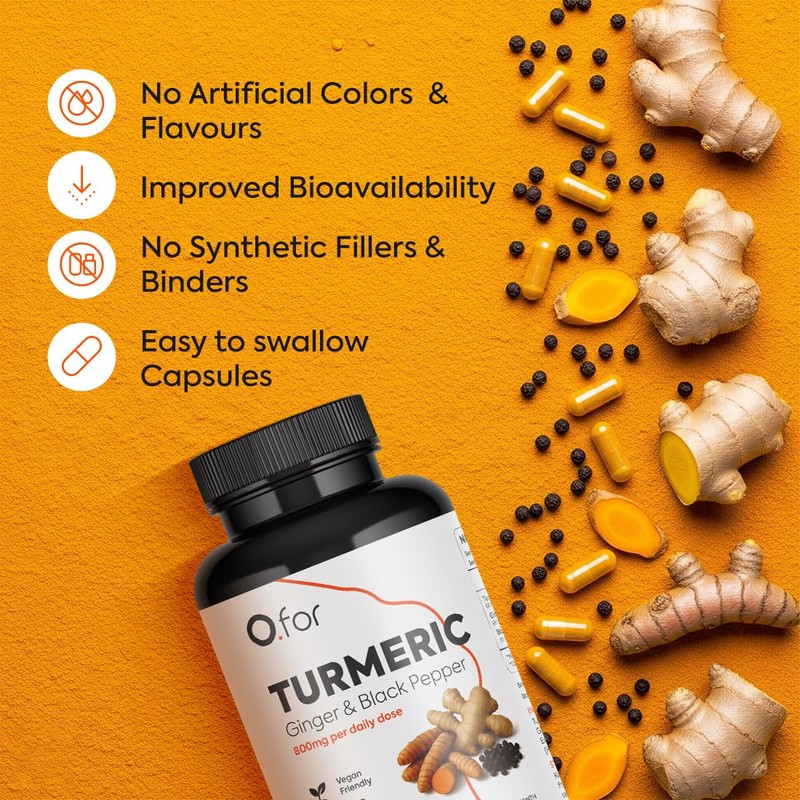 Turmeric Supplements with Ginger & Black Pepper – 800mg per