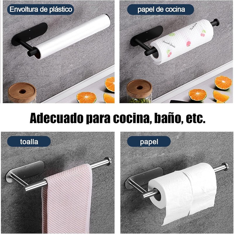 Porta Rollos de Cocina de Acero Inoxidable 304 Sin Perforar