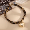 Scarf Necklace Gold Heart Pendant Bandana Charm Necklace Leopard Choker