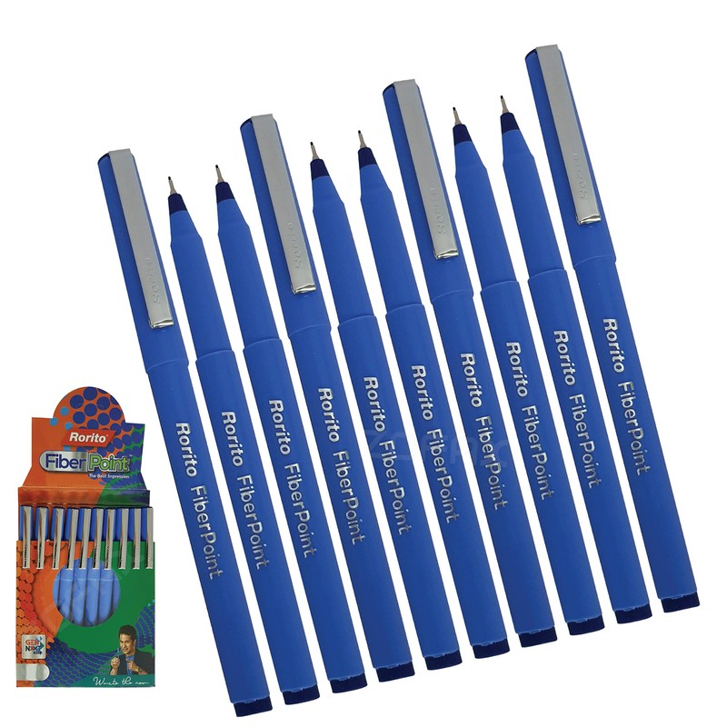 FibrePoint Fineliner Pens, BLUE, Extra Fine Tip (0.5mm), Pack of