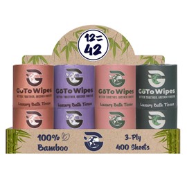 Premium Ultra Soft Organic Bamboo Toilet Paper, Extra Thick 3 Ply Chemical-Free Tissue Paper, Non-Toxic and Chlorine-Free, Sustainable Septic Safe Toilet Paper, 12 Mega Rolls by GoTo Wipes