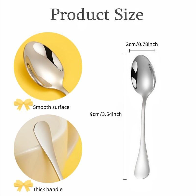 6Pcs Tiny Stainless Steel Spoons Mini Condiment Spoons Small 304