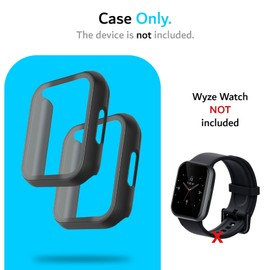 [2 Pack] TUDIA Easy Snap On Tempered Glass Case Compatible for Wyze Smart Watch 44mm, Tough Full Body Case with Screen Protector Hard PC Bubble-Free Anti Fingerprint Full Coverage Clear Case Cover