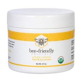 BeeFriendly Face and Eye Cream All Natural USDA Certified Organic Moisturizer, All In One Face, Eye, Neck, Decollete Cream, 2 oz