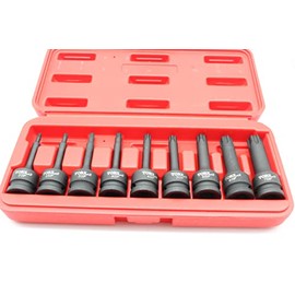 TMAX 9 pc Torx Plus IP 3 Inch Long 6 Point Black Impact Bit Socket Set 1/2 Inch Square Drive Auto Repair Tool
