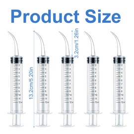 Pack of 5 Disposable Dental Syringes 12 ml Plastic Dental Irrigation with Curved Tip Watering Syringe for Dental Care Cleaning Pets Care Dental Syringe Dental Syringe Dental