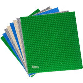 HUYIYI 8 Plate Set Building Plate Compatible with Most Brands, Compatible with Classic Building Plate, 25.5 x 25.5 cm, Classic Green, Blue, Grey Sand Base Plate for Constructions and for Other Sets