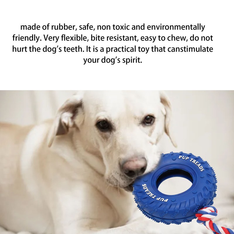 Dog Tire Chewing Toy Bite Resistant Treat Dispensing Rubber Aggressive