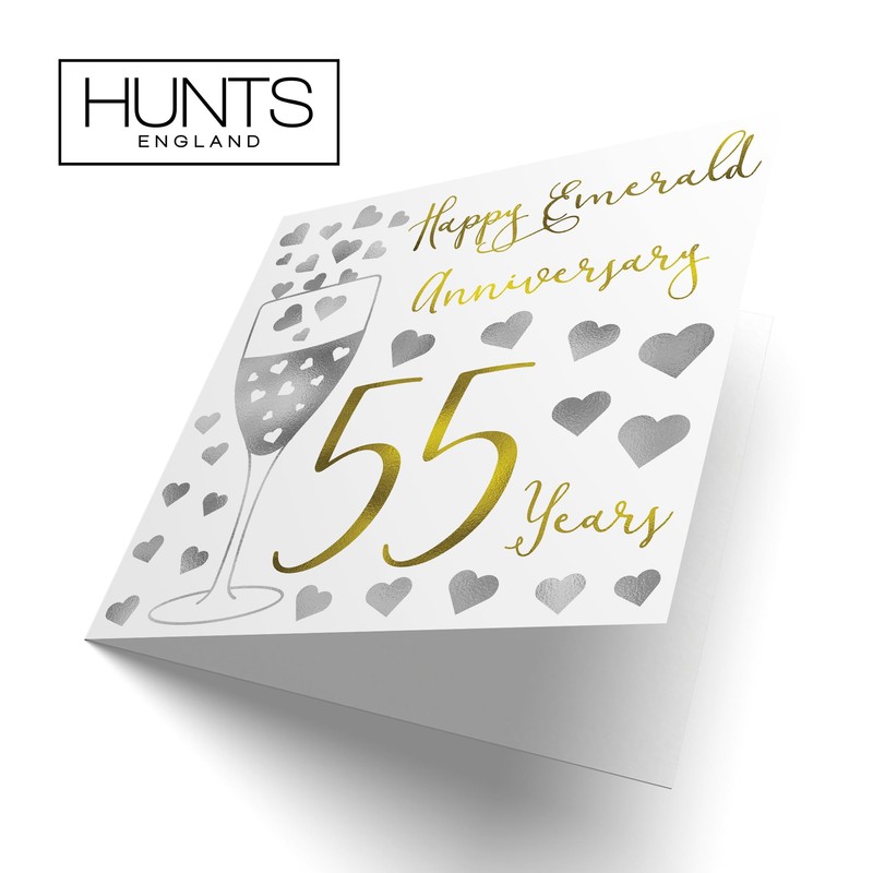 Hunts England - 55th Wedding Anniversary Card - Happy Emerald