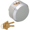 NU-SET 2-7/8 Inch Heavy Duty Solid Steel Hockey Puck Padlock with Hardened Reinforced shackle for superior cut resistance.Hidden Shackle Design resists pulling and prying, Chrome Finish,4 piece,5373-3
