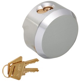 NU-SET 2-7/8 Inch Heavy Duty Solid Steel Hockey Puck Padlock with Hardened Reinforced shackle for superior cut resistance.Hidden Shackle Design resists pulling and prying, Chrome Finish,4 piece,5373-3