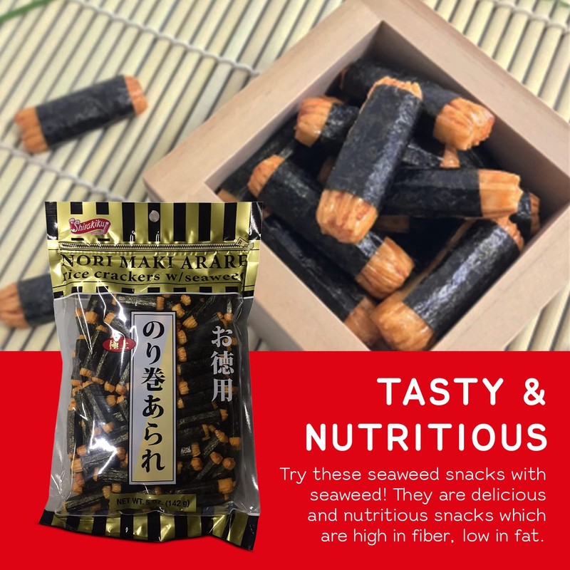 Shirakiku Japanese Nori Maki Arare Rice Crackers with | Glutinous