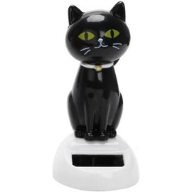 Black Solar CatDoll Dancing Cat,Figure Car Ornament,Dancing Ornaments Solar Powered Car Decoration, Desktop Deco, Gift Window Party Car,Desk Home Furniture for Display,Learning and Education，Kits
