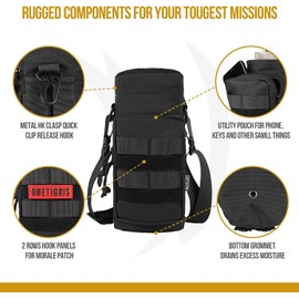 OneTigris Sniper Bottle Pouch 1000D Nylon Tactical EDC Water Bottle Carrier with Detachable Shoulder Strap