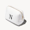 Personalization Universe Initial Embroidered Small Velvet Makeup Bag - Ivory