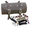 London Craftwork Vintage Brown Leather Roll Bag + Bike Repair